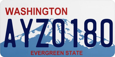 WA license plate AYZ0180