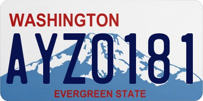 WA license plate AYZ0181