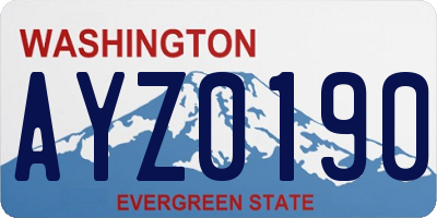 WA license plate AYZ0190