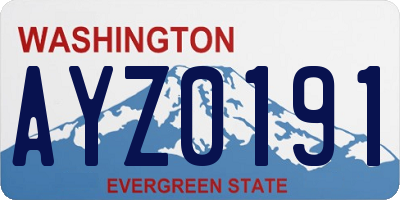 WA license plate AYZ0191