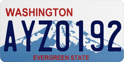 WA license plate AYZ0192