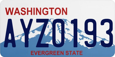 WA license plate AYZ0193