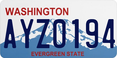 WA license plate AYZ0194