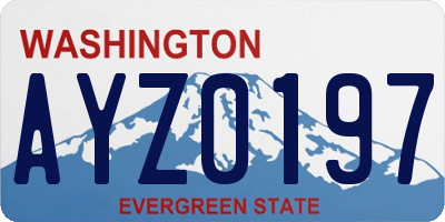 WA license plate AYZ0197