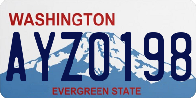 WA license plate AYZ0198