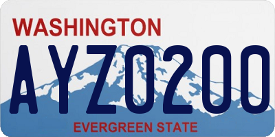 WA license plate AYZ0200