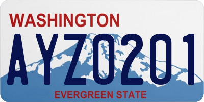 WA license plate AYZ0201