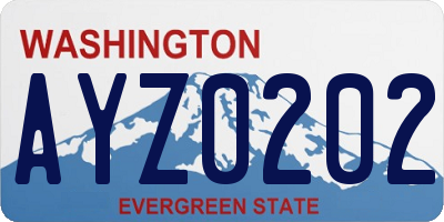 WA license plate AYZ0202