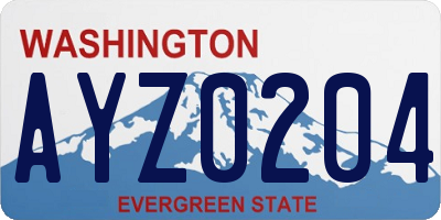 WA license plate AYZ0204