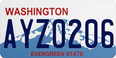 WA license plate AYZ0206