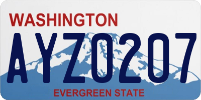 WA license plate AYZ0207