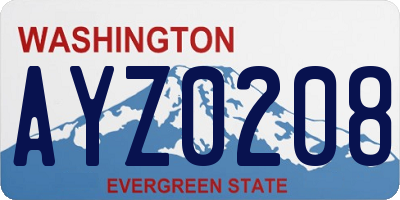 WA license plate AYZ0208