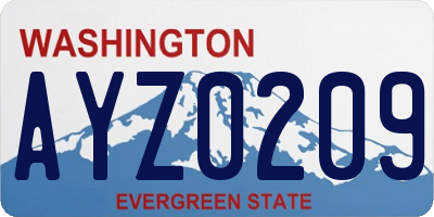 WA license plate AYZ0209