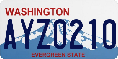 WA license plate AYZ0210