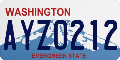 WA license plate AYZ0212