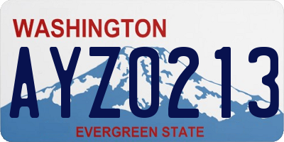 WA license plate AYZ0213