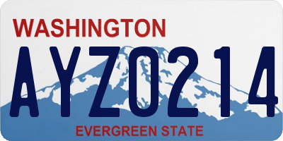 WA license plate AYZ0214