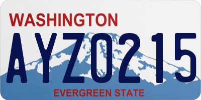 WA license plate AYZ0215