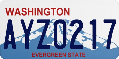 WA license plate AYZ0217