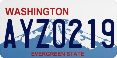 WA license plate AYZ0219