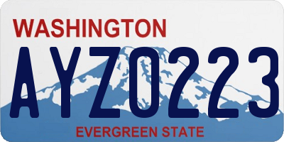 WA license plate AYZ0223