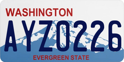 WA license plate AYZ0226