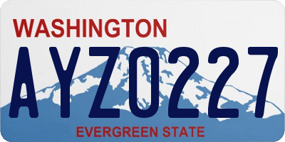 WA license plate AYZ0227