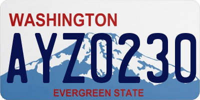 WA license plate AYZ0230