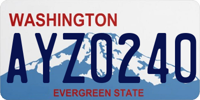 WA license plate AYZ0240