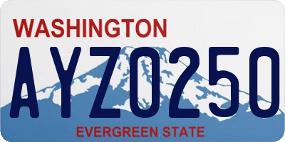 WA license plate AYZ0250