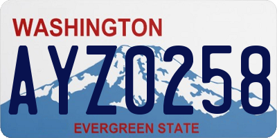 WA license plate AYZ0258