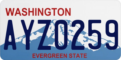 WA license plate AYZ0259