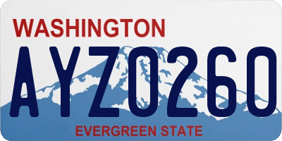 WA license plate AYZ0260