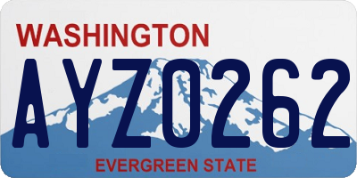 WA license plate AYZ0262