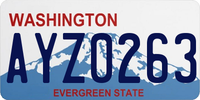 WA license plate AYZ0263