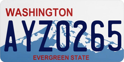 WA license plate AYZ0265