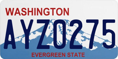 WA license plate AYZ0275