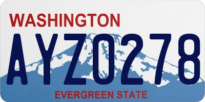 WA license plate AYZ0278