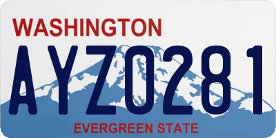 WA license plate AYZ0281