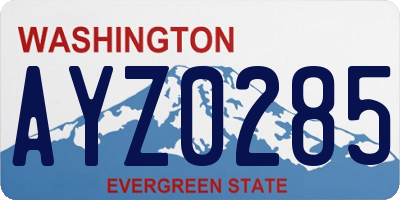 WA license plate AYZ0285