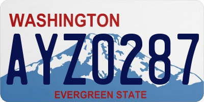 WA license plate AYZ0287