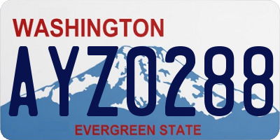 WA license plate AYZ0288