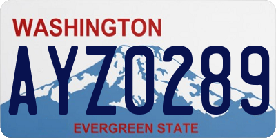 WA license plate AYZ0289