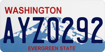 WA license plate AYZ0292