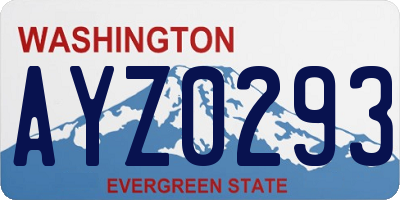 WA license plate AYZ0293