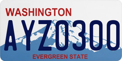 WA license plate AYZ0300