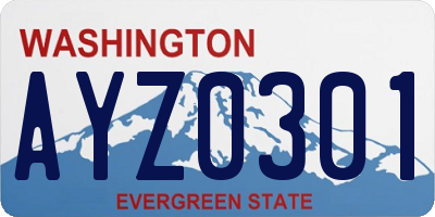 WA license plate AYZ0301