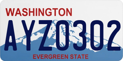 WA license plate AYZ0302