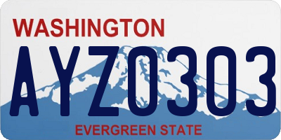 WA license plate AYZ0303