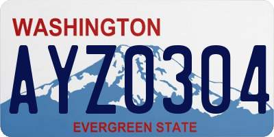 WA license plate AYZ0304